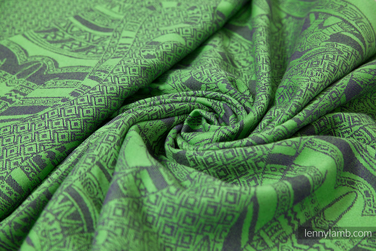 Baby Wrap, Jacquard Weave (100% cotton) - Cats Purple&Green - size M #babywearing