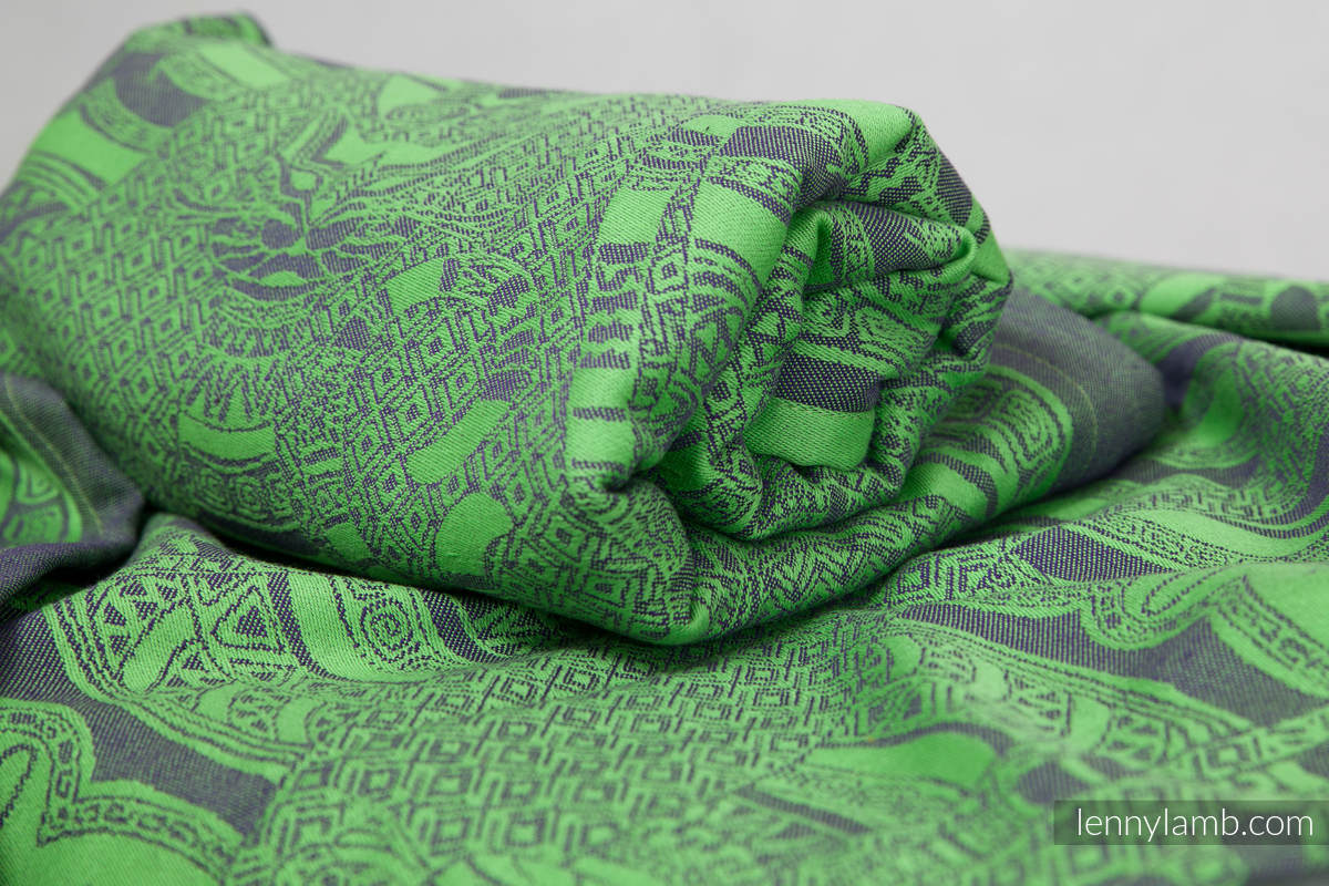 Baby Wrap, Jacquard Weave (100% cotton) - Cats Purple&Green - size M #babywearing