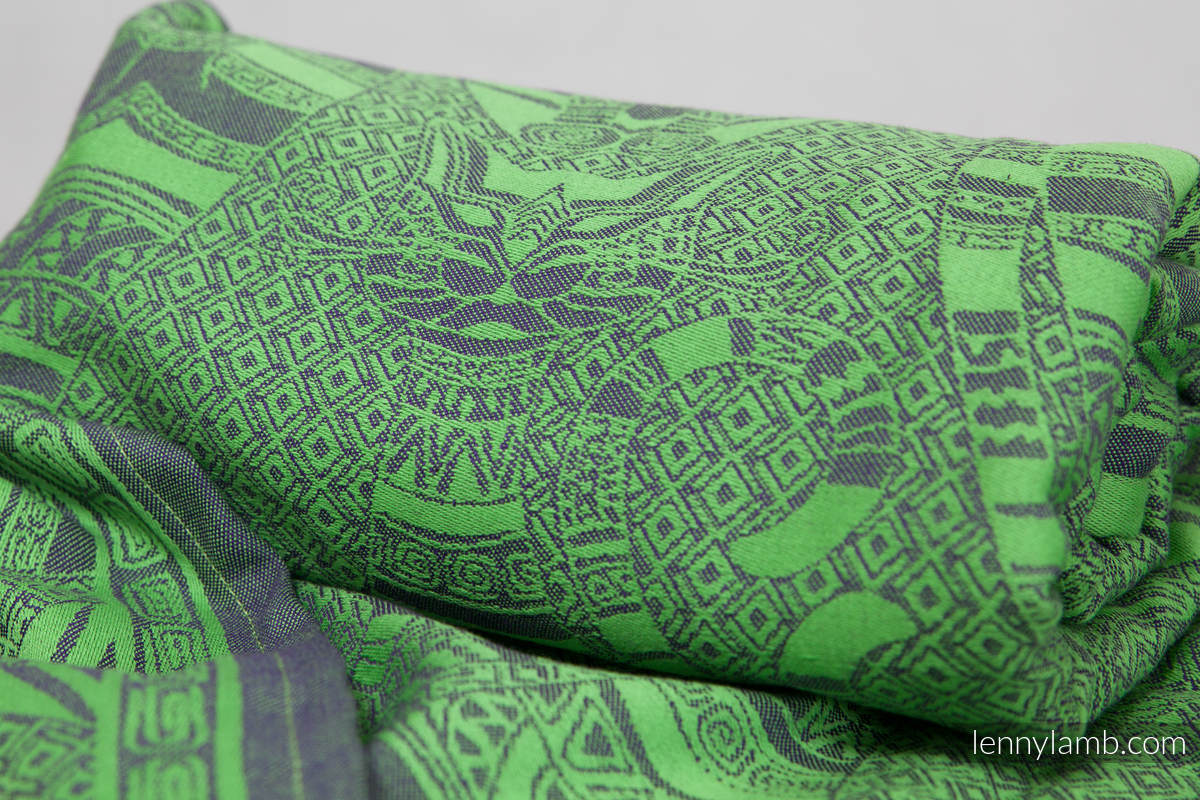 Baby Wrap, Jacquard Weave (100% cotton) - Cats Purple&Green - size M #babywearing