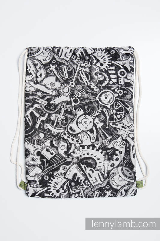 Mochila portaobjetos hecha de tejido de fular (100% algodón) - CLOCKWORK - talla estándar 32cmx43cm #babywearing