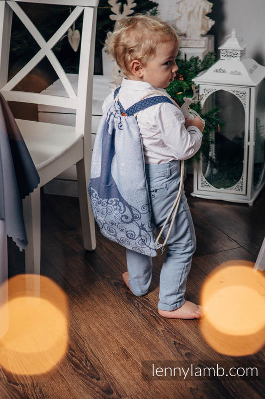 Sac à cordons en retailles d’écharpes (100% coton) - WINTER PRINCESSA - taille standard 32 cm x 43 cm #babywearing