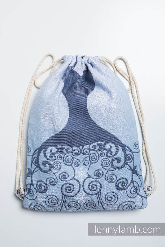 Mochila portaobjetos hecha de tejido de fular (100% algodón) - WINTER PRINCESSA - talla estándar 32cmx43cm #babywearing