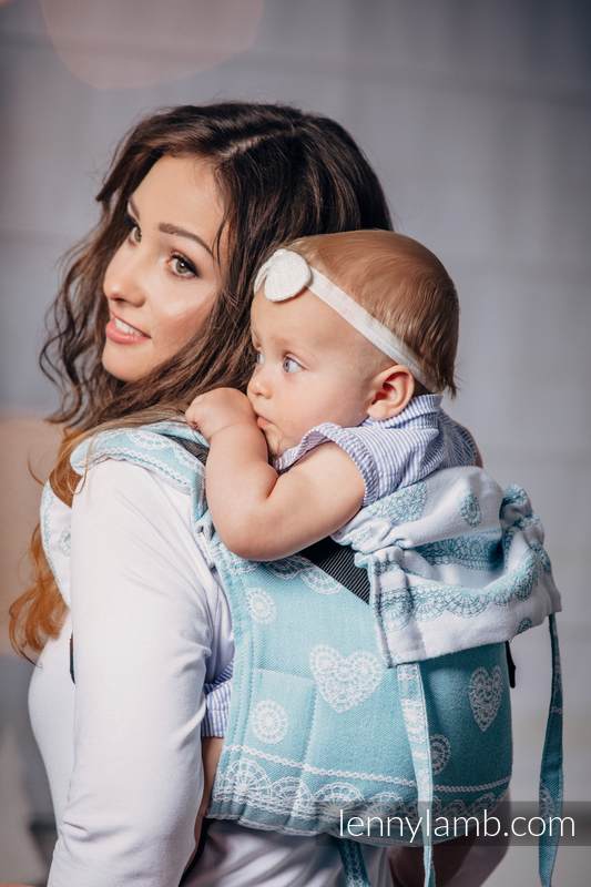 Lenny Buckle Onbuhimo baby carrier, toddler size, jacquard weave (60% cotton 28% linen 12% tussah silk) - ARCTIC LACE #babywearing