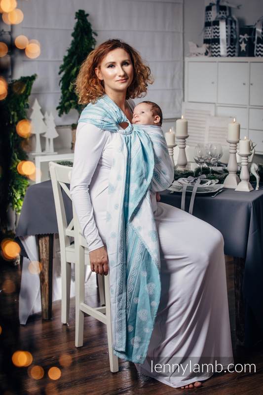 Ringsling, Jacquard Weave, with gathered shoulder (60% cotton 28% linen 12% tussah silk) - ARCTIC LACE -  standard 1.8m #babywearing