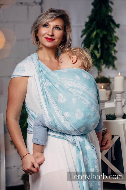 Żakardowa chusta do noszenia dzieci, 60% Bawełna 28% Len 12% Jedwab Tussah - ARKTYCZNA KORONKA - rozmiar L (drugi gatunek) #babywearing