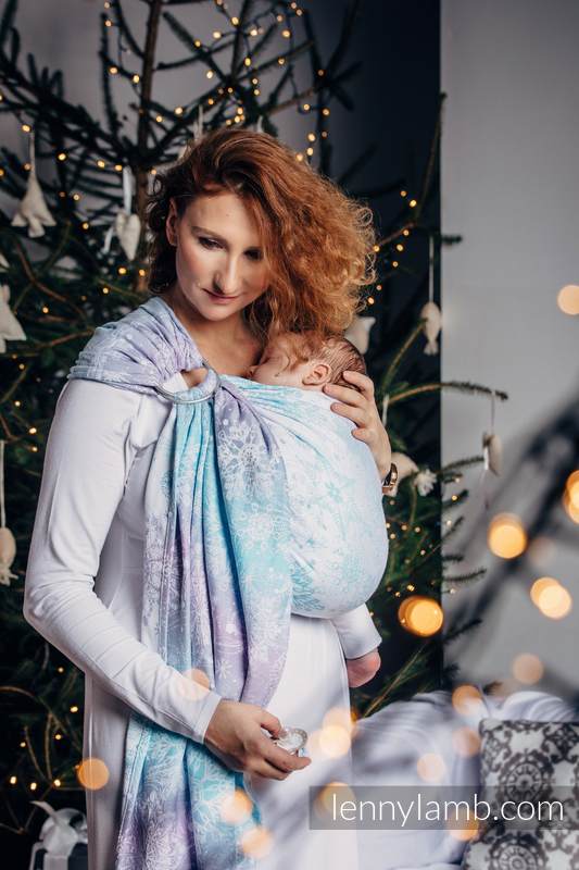 Ringsling, Jacquard Weave (96% cotton, 4% metallised yarn) - with gathered shoulder - GLITTERING SNOW QUEEN  - standard 1.8m #babywearing