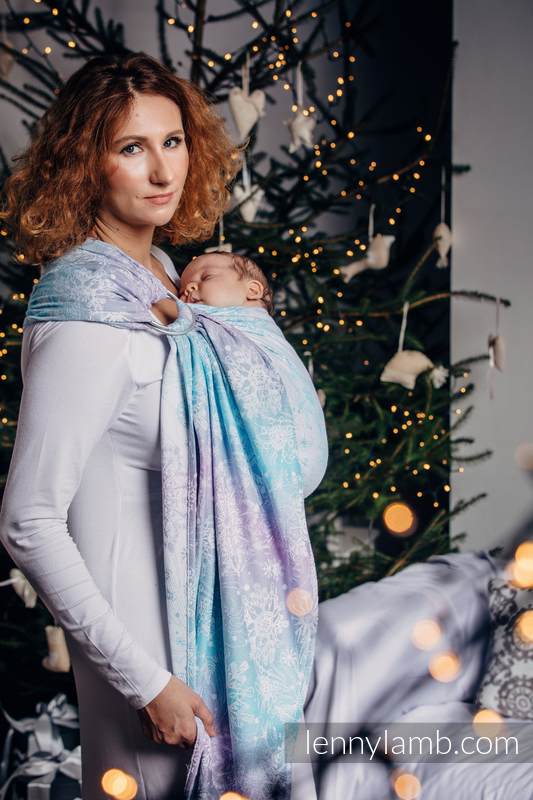 Żakardowa chusta kółkowa do noszenia dzieci, 96% bawełna, 4% przędza metalizowana - LŚNIĄCA KRÓLOWA ŚNIEGU - long 2.1m #babywearing