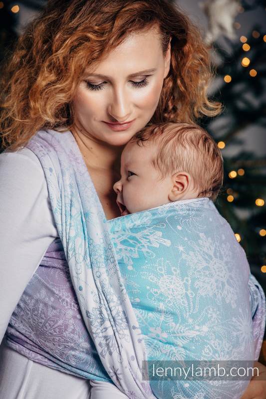 Baby Wrap, Jacquard Weave (96% cotton, 4% metallised yarn) - GLITTERING SNOW QUEEN - size S #babywearing