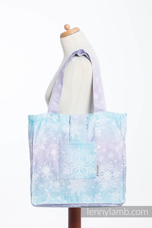 Shoulder bag made of wrap fabric (96% cotton, 4% metallised yarn) - GLITTERING SNOW QUEEN  - standard size 37cmx37cm #babywearing