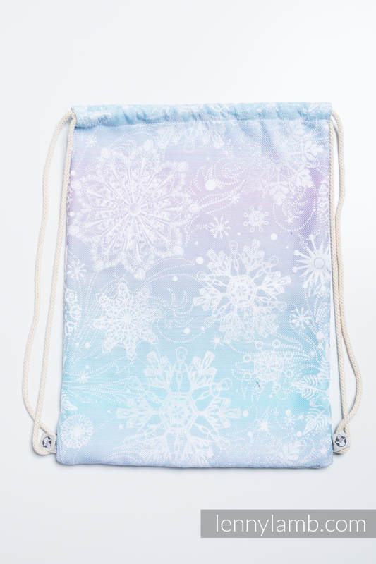 Sackpack made of wrap fabric (96% cotton, 4% metallised yarn) - GLITTERING SNOW QUEEN - standard size 32cmx43cm #babywearing