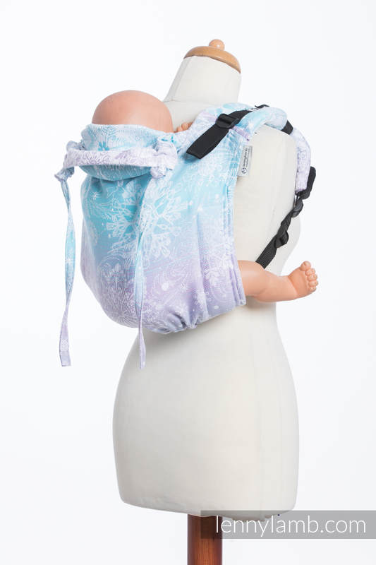 Lenny Buckle Onbuhimo baby carrier, toddler size, jacquard weave (96% cotton, 4% metallised yarn) - GLITTERING SNOW QUEEN  #babywearing