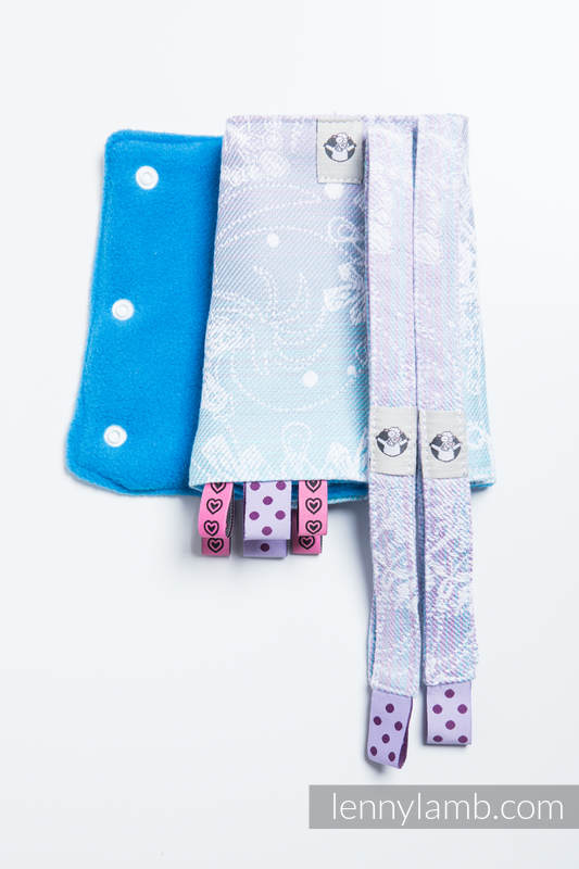 Ensemble protège bretelles et sangles pour capuche (Outer fabric - 96% coton, 4% fil métallisé; Lining - 100% polyester) - GLITTERING SNOW QUEEN  #babywearing
