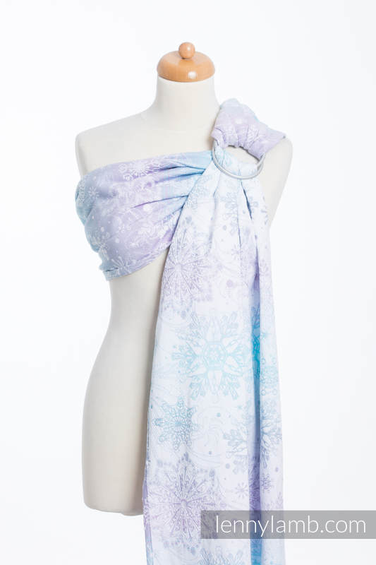 Ringsling, Jacquard Weave (96% cotton, 4% metallised yarn) - with gathered shoulder - GLITTERING SNOW QUEEN  - long 2.1m #babywearing