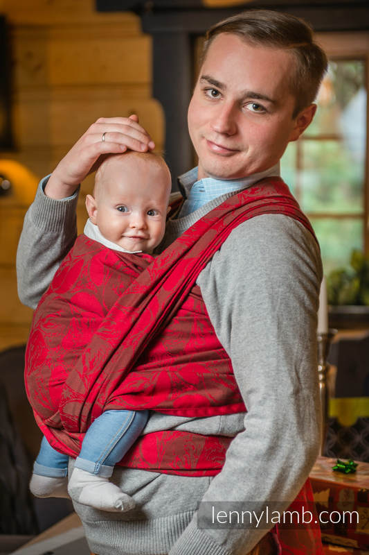 Baby Wrap, Jacquard Weave (100% cotton) - Foxes Red & Brown - size M #babywearing