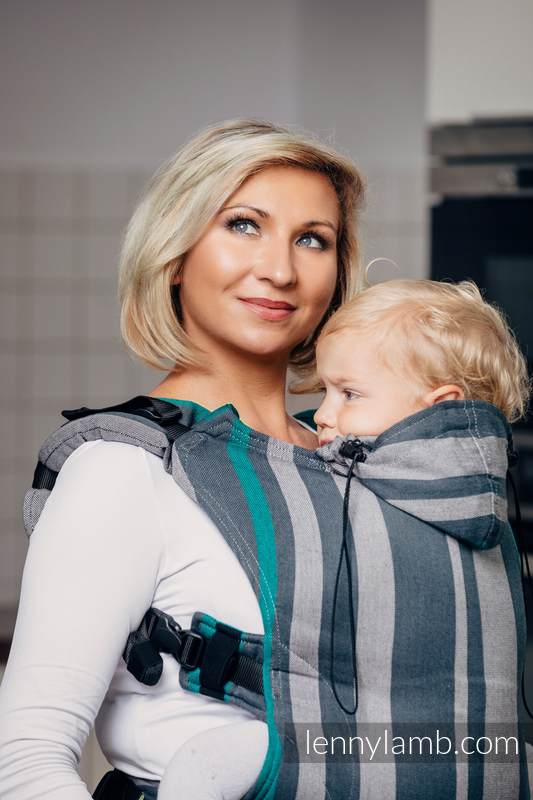 Nosidełko Ergonomiczne z tkaniny skośnokrzyżowej 100% bawełna , Toddler Size, SMOKY - MIĘTA - Druga Generacja. #babywearing