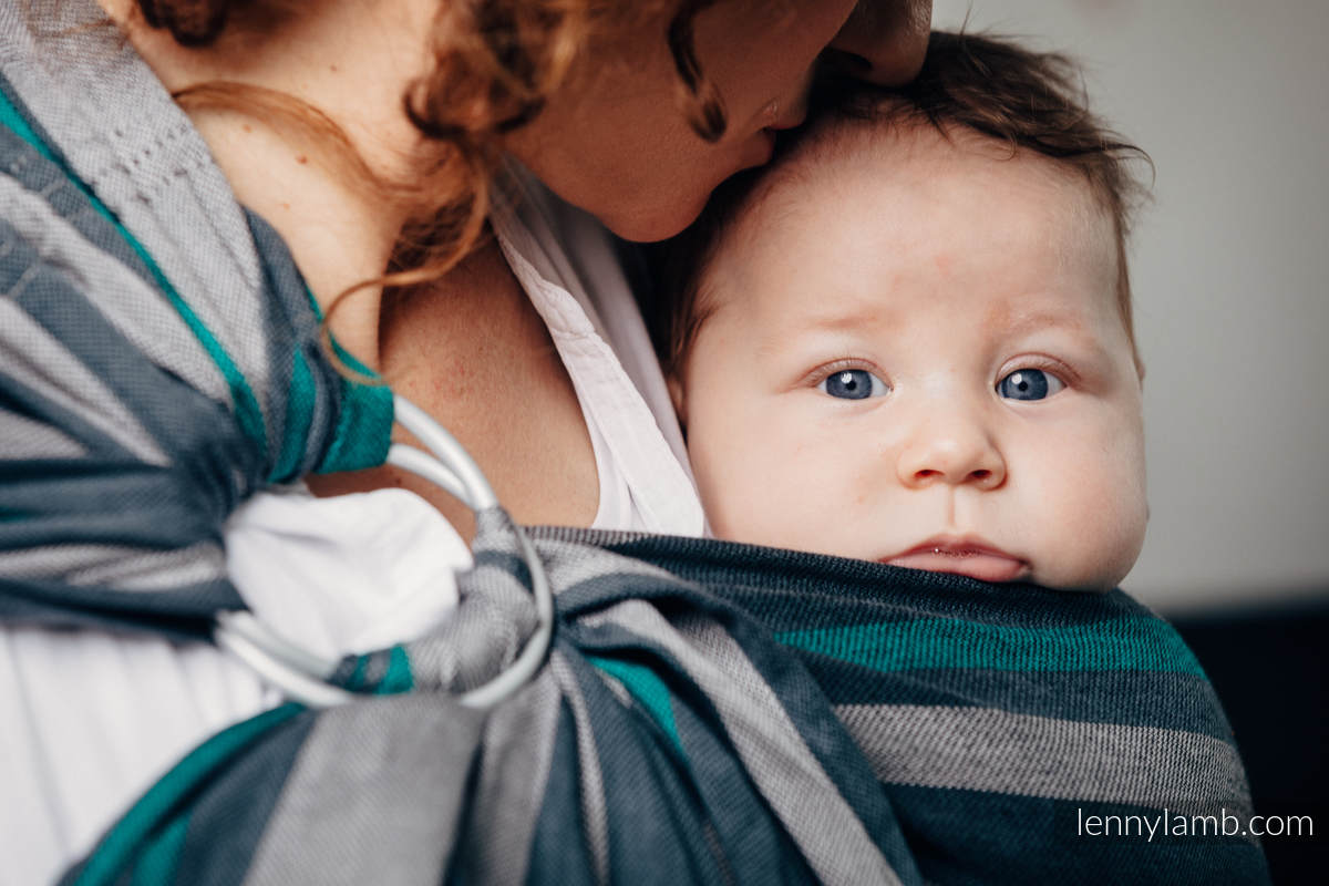 Ring Sling - 100% Cotton - Broken Twill Weave, with gathered shoulder - SMOKY - MINT  #babywearing