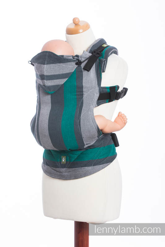 Ergonomic Carrier, Baby Size, broken-twill weave 100% cotton - SMOKY - MINT - Second Generation. #babywearing