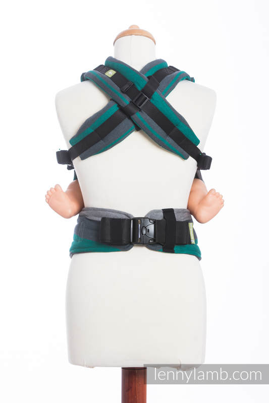 Nosidełko LennyUp z tkaniny skośnokrzyżowej  100% bawełna , rozmiar standard, SMOKY - MIĘTA  #babywearing