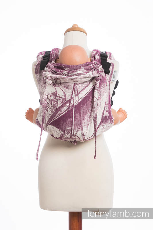 Nosidło Klamrowe ONBUHIMO z tkaniny żakardowej (60% bawełna, 40% wełna merino), rozmiar Toddler - GALEONY BORDO Z KREMEM #babywearing