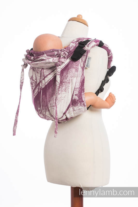 Lenny Buckle Onbuhimo baby carrier, standard size, jacquard weave (60% cotton, 40% Merino wool) - GALLEONS BURGUNDY & CREAM #babywearing