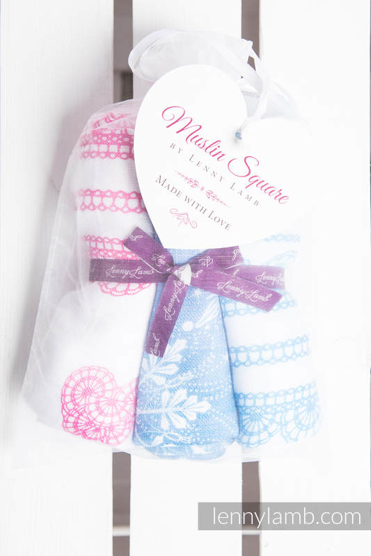 Mullwindeln Set - SNOW QUEEN, ICED LACE ROSA & WEISS, ICED LACE TÜRKIS & WEISS #babywearing