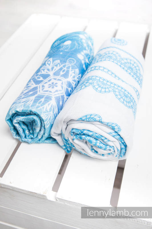 Swaddle Blanket Set - SNOW QUEEN, ICED LACE TURQUOISE & WHITE #babywearing