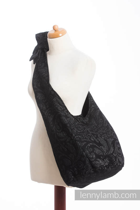Hobo Bag made of woven fabric, 96% cotton, 4% metallised yarn - TWISTED LEAVES METAL & DUST #babywearing