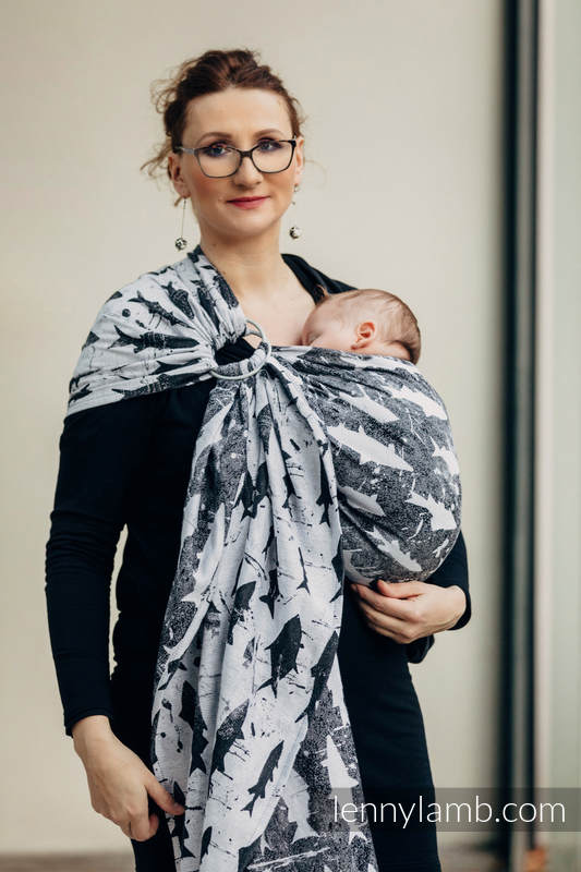 Żakardowa chusta kółkowa do noszenia dzieci, bawełna, ramię bez zakładek - FISH'KA REVRESE - long 2.1m (drugi gatunek) #babywearing
