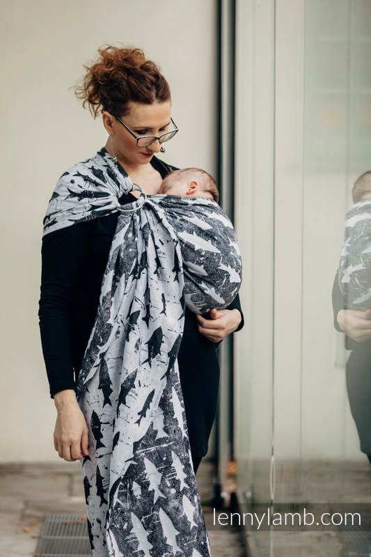 Bandolera de anillas, tejido Jacquard (100% algodón) - con plegado simple - FISH'KA REVERSE - long 2.1m (grado B) #babywearing