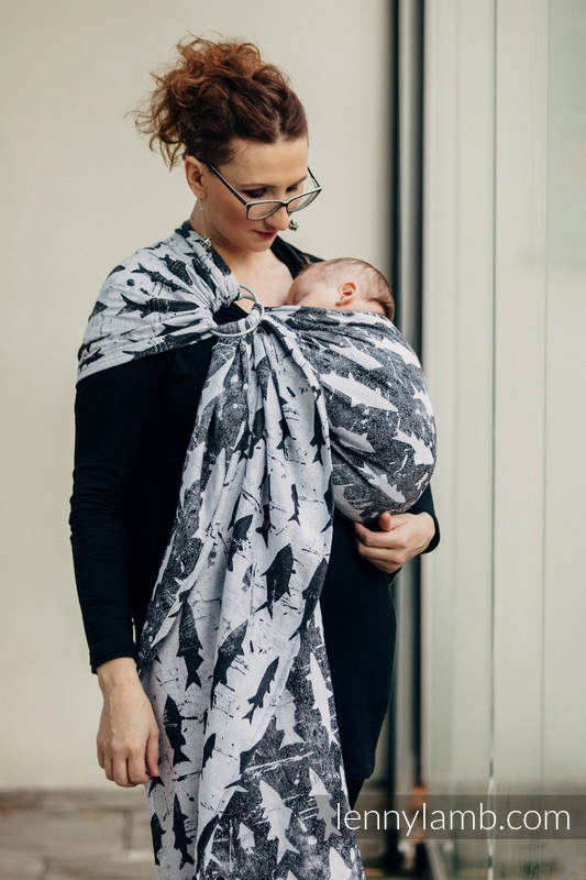 Żakardowa chusta kółkowa do noszenia dzieci, bawełna - FISH'KA REWERS  - long 2.1m #babywearing