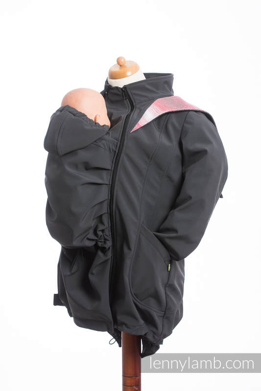 Babywearing Coat - Softshell - Charcoal with Little Herringbone Elegance - size 3XL #babywearing