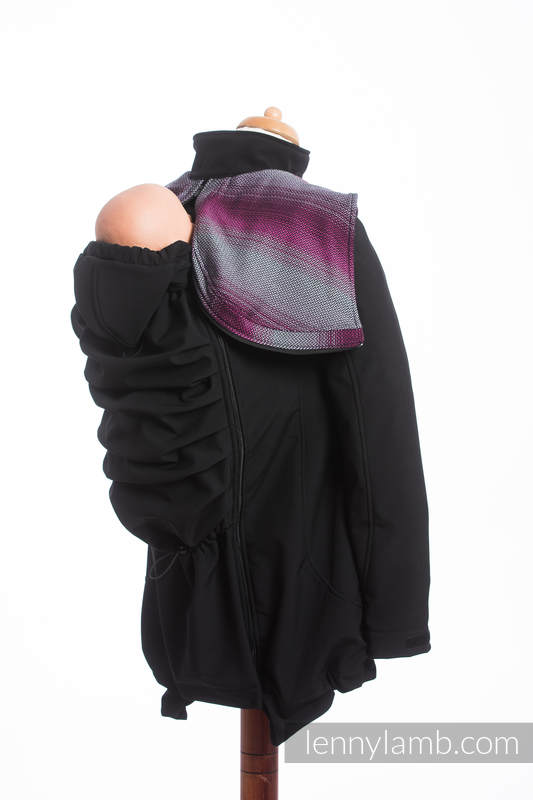 Babywearing Coat - Softshell - Black with Little Herringbone Inspiration - size 4XL #babywearing