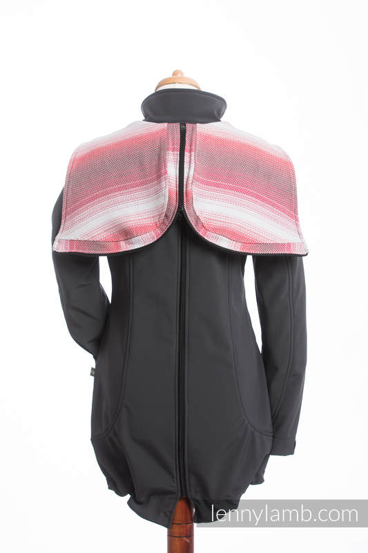 Babywearing Coat - Softshell - Charcoal with Little Herringbone Elegance - size M #babywearing