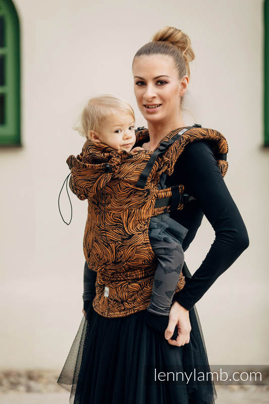Ergonomic Carrier, Toddler Size, jacquard weave, 50% cotton, 50% linen) - GOLDEN RAPUNZEL - Second Generation #babywearing