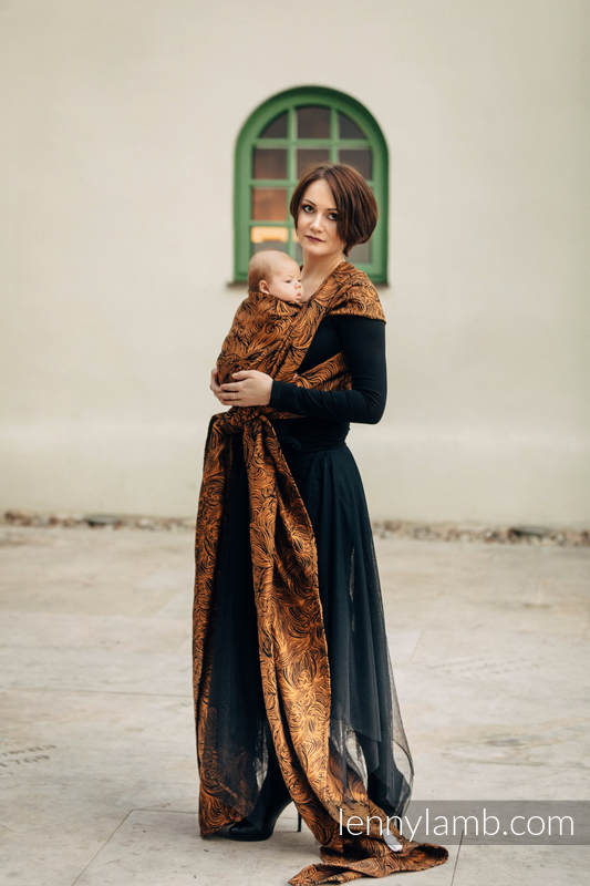 Baby Wrap, Jacquard Weave (50% cotton, 50% linen) - GOLDEN RAPUNZEL - size M #babywearing