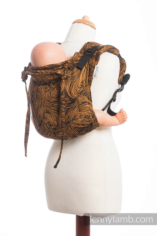 Lenny Buckle Onbuhimo baby carrier, standard size, jacquard weave (50% cotton, 50% linen) - GOLDEN RAPUNZEL #babywearing