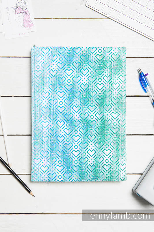 Calendar 2018 with jacquard fabric hard cover - size A4 - BIG LOVE - ICE MINT #babywearing