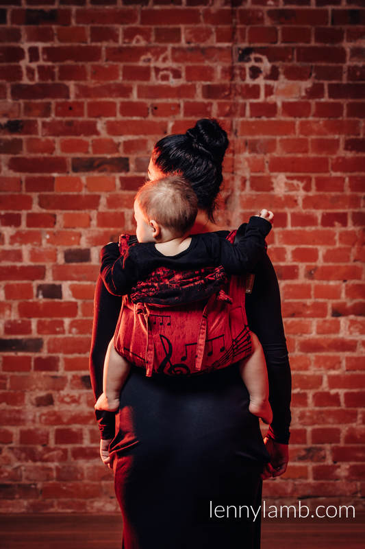 Nosidło Klamrowe ONBUHIMO z tkaniny żakardowej (100% bawełna), rozmiar Toddler - SYMFONIA FLAMENCO #babywearing