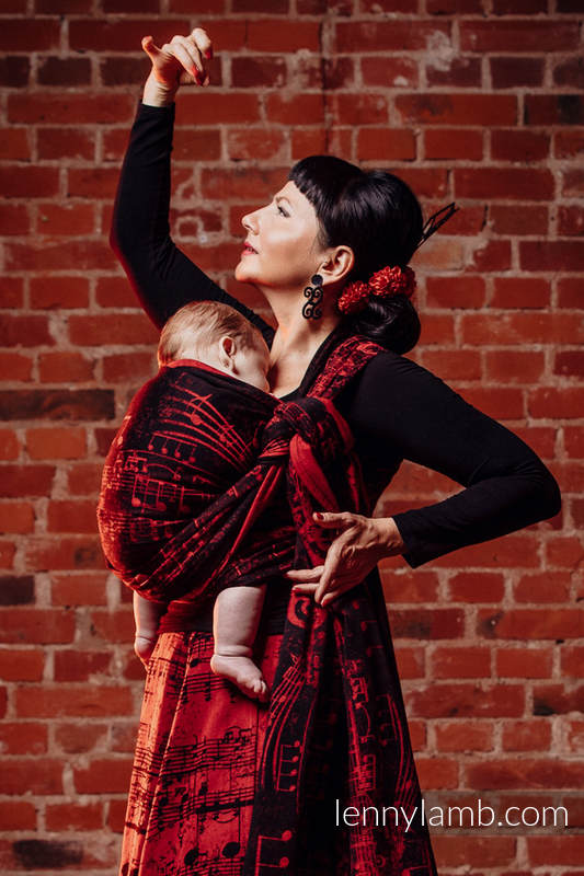 Żakardowa chusta do noszenia dzieci, bawełna - SYMFONIA FLAMENCO- rozmiar XS #babywearing