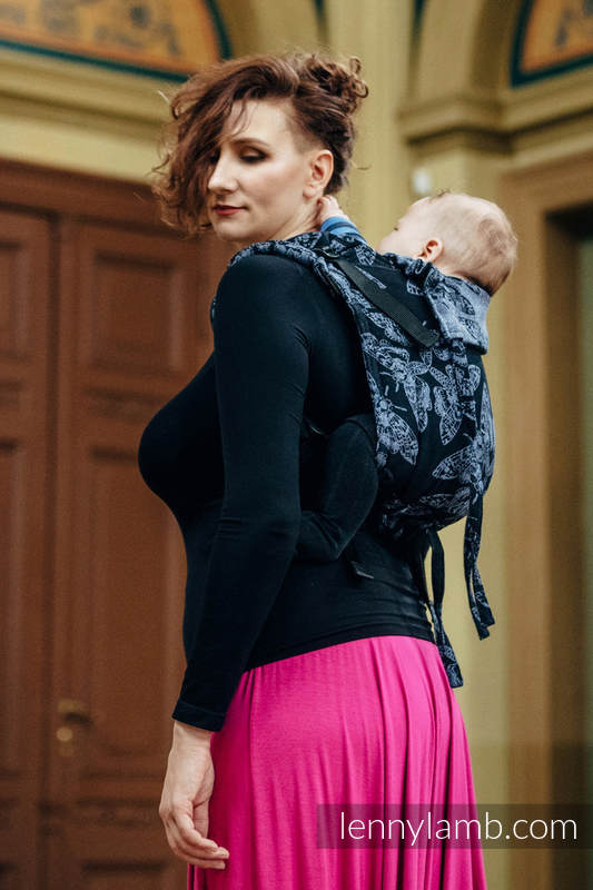 Lenny Buckle Onbuhimo baby carrier, toddler size, jacquard weave (96% cotton, 4% metallised yarn) - QUEEN OF THE NIGHT #babywearing