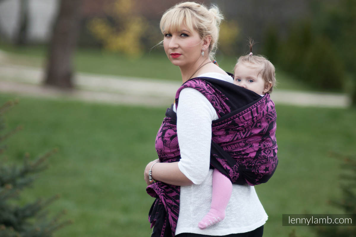 Baby Wrap, Jacquard Weave (100% cotton) - Speed Purple & Black - size M #babywearing