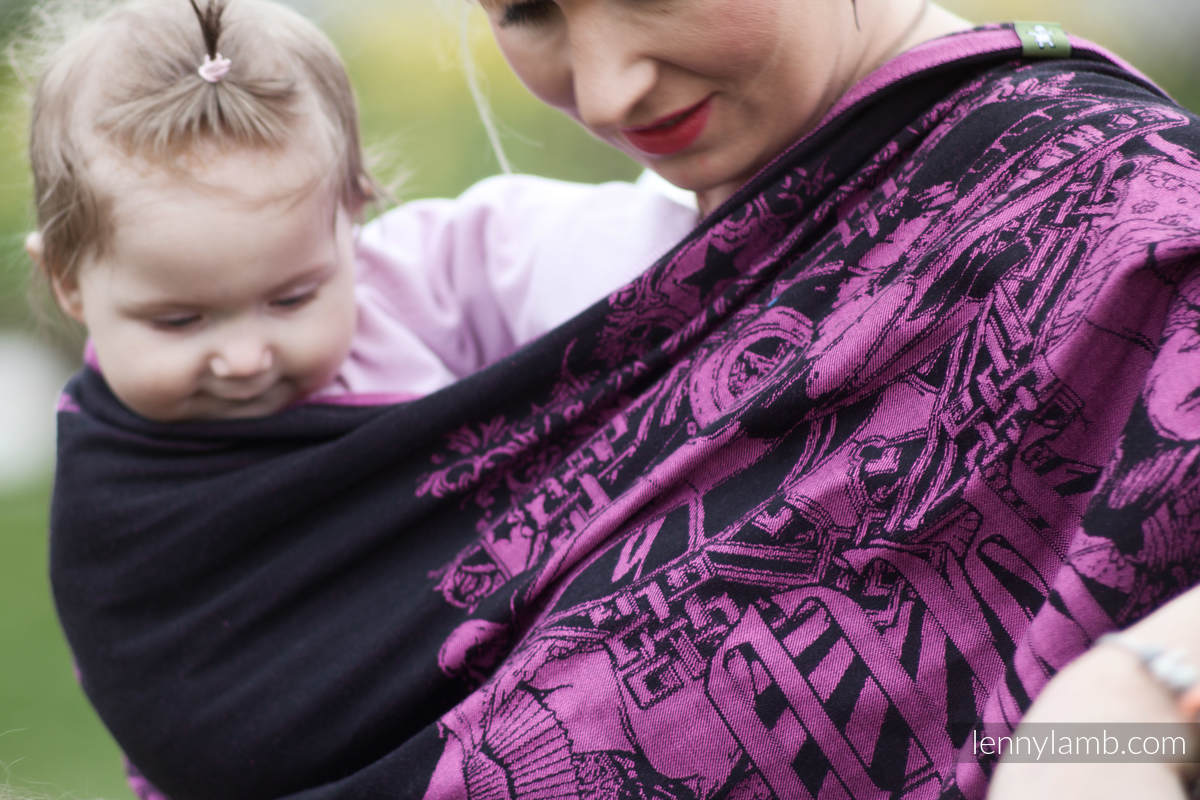 Baby Wrap, Jacquard Weave (100% cotton) - Speed Purple & Black - size M #babywearing