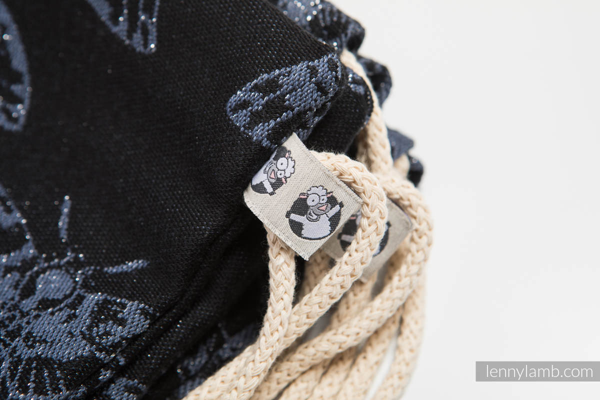 Mochila portaobjetos hecha de tejido de fular (96% algodón, 4% hilo metalizado) - QUEEN OF THE NIGHT - talla estándar 32cmx43cm #babywearing