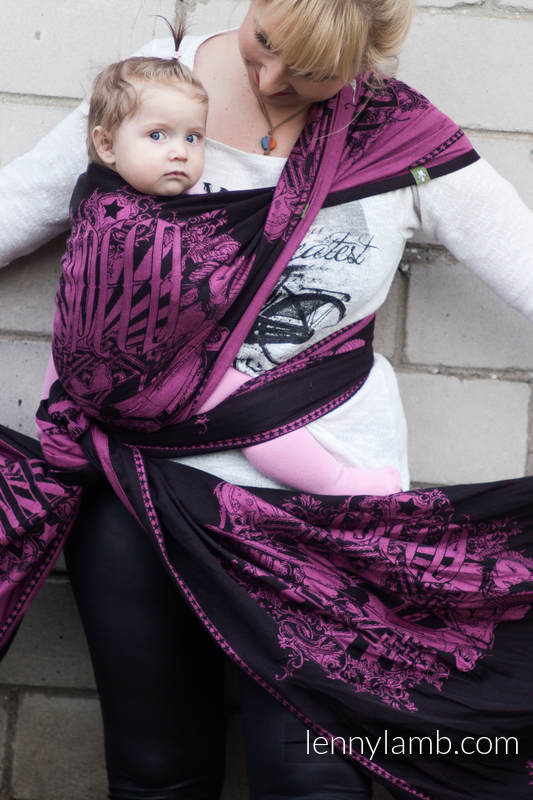 Baby Wrap, Jacquard Weave (100% cotton) - Speed Purple & Black - size M #babywearing