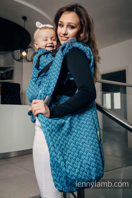 Hobo Bag made of woven fabric, 100% cotton - COULTER NAVY BLUE & TURQUOISE #babywearing