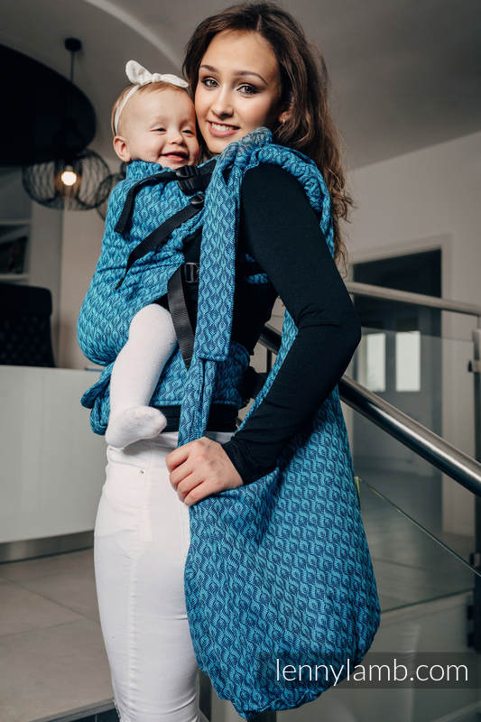 Hobo Tasche, hergestellt vom gewebten Stoff (100% Baumwolle) - COULTER DUNKELBLAU & TÜRKIS #babywearing