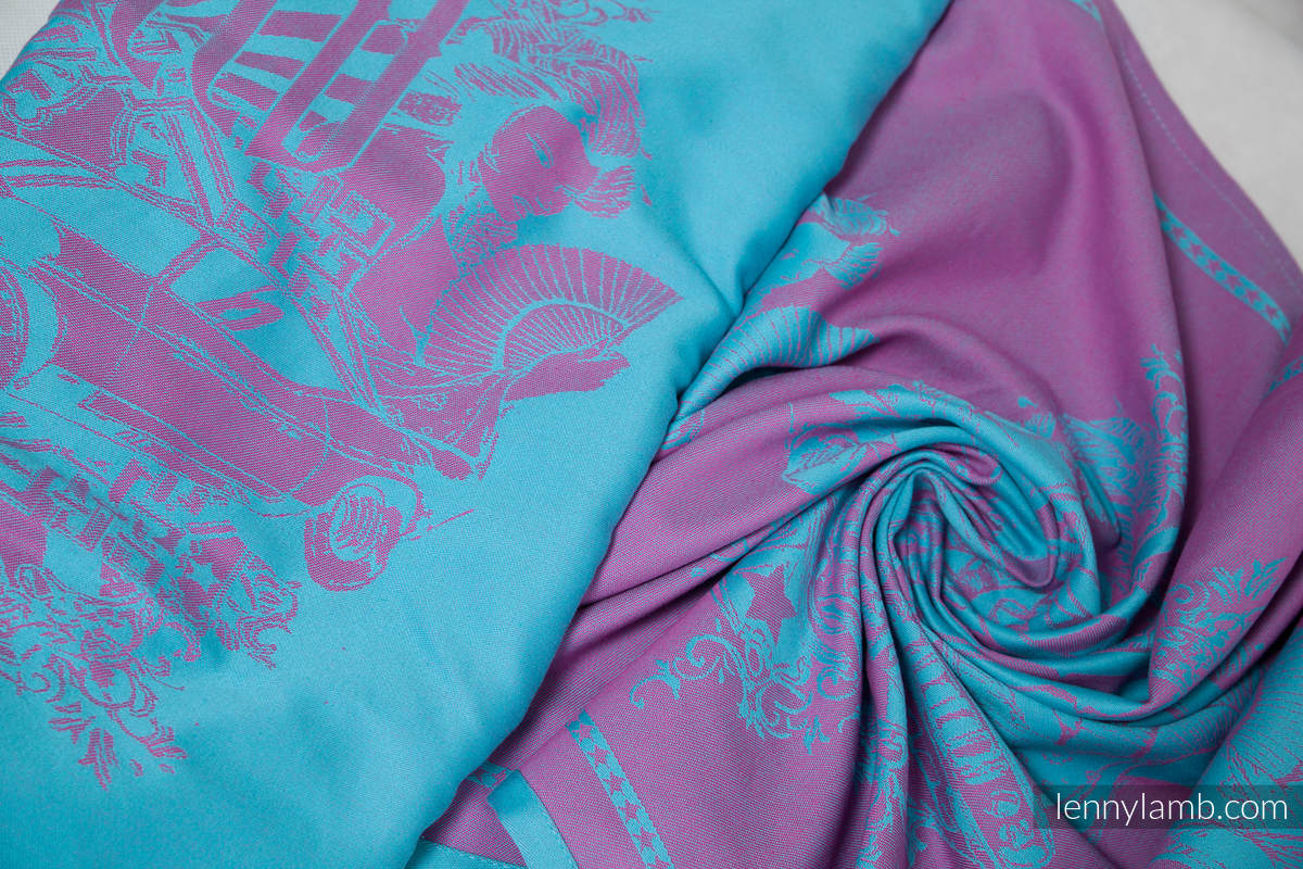 Żakardowa chusta do noszenia dzieci, bawełna - Speed Turkus z Różem - rozmiar M #babywearing