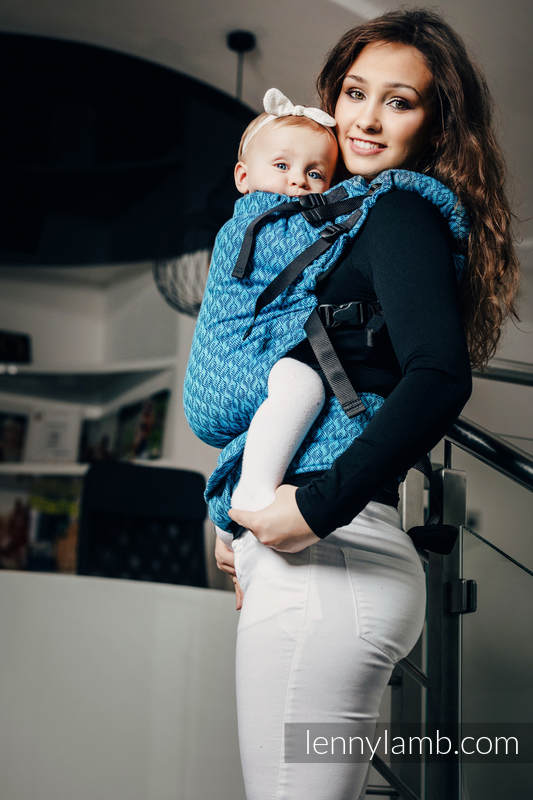 Porte-bébé LennyUp, taille standard, jacquard 100% coton, COULTER BLEU MARINE & TURQUOISE #babywearing