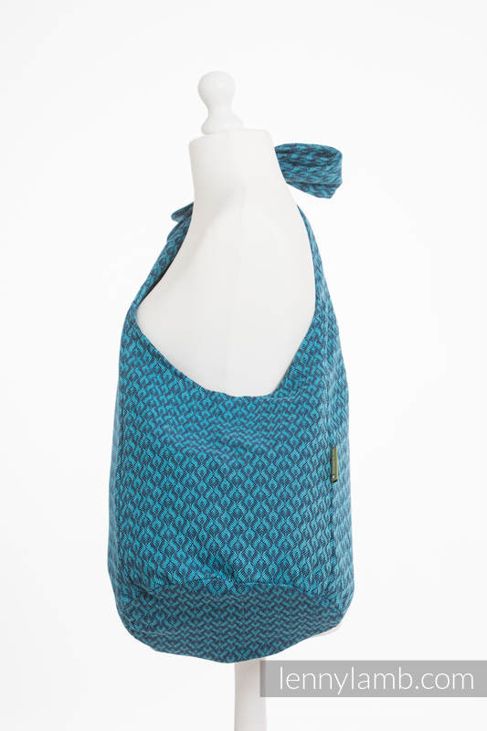 Bolso Hobo hecho de tejido de fular, 100% algodón - COULTER AZUL MARINO & TURQUESA #babywearing