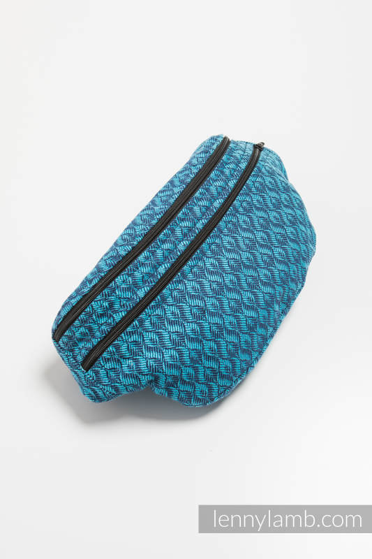 Waist Bag made of woven fabric, size large (100% cotton) - COULTER NAVY BLUE & TURQUOISE #babywearing